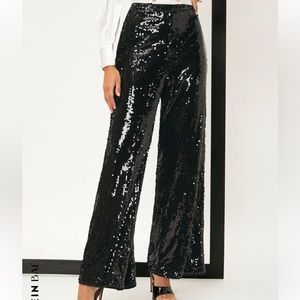 SHEIN Black Sequin Wide Leg Pants